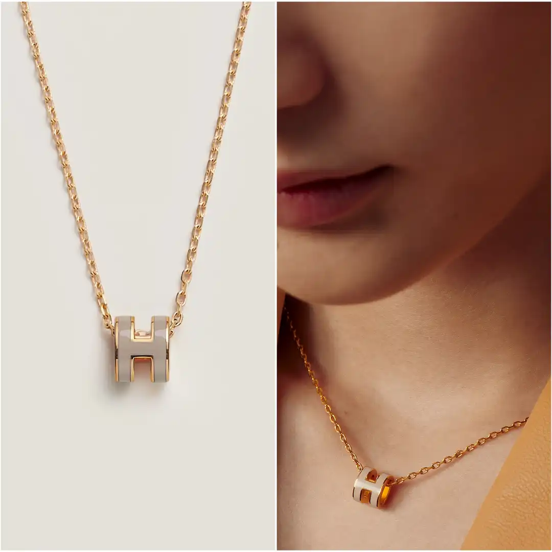 Hermes Mini Pop H Pendant Necklace Marron Glace - photo 2