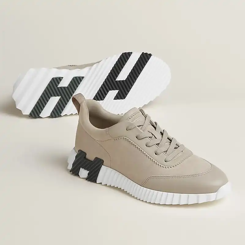 Hermes Bouncing Sneakers Leather Suede Beige Esquisse Logo Black - photo 3