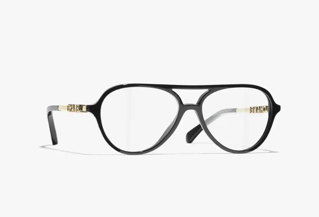 Chanel Pilot Eyeglasses Frame Acetate & Metal Black With Clear Lenses - photo 3