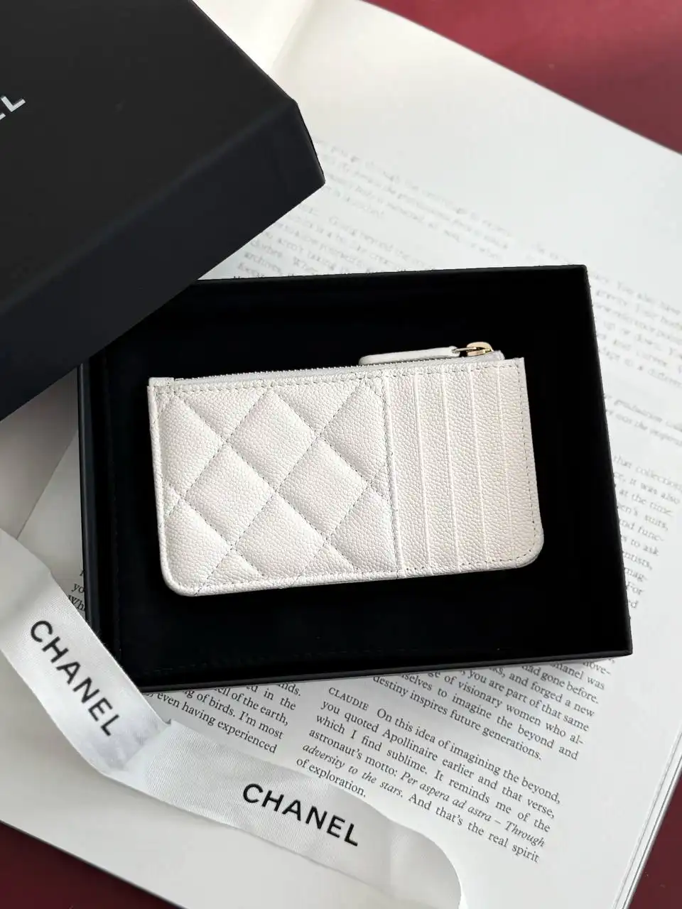 CHANEL Chanel Classic Mini Thin Wallet White GHW