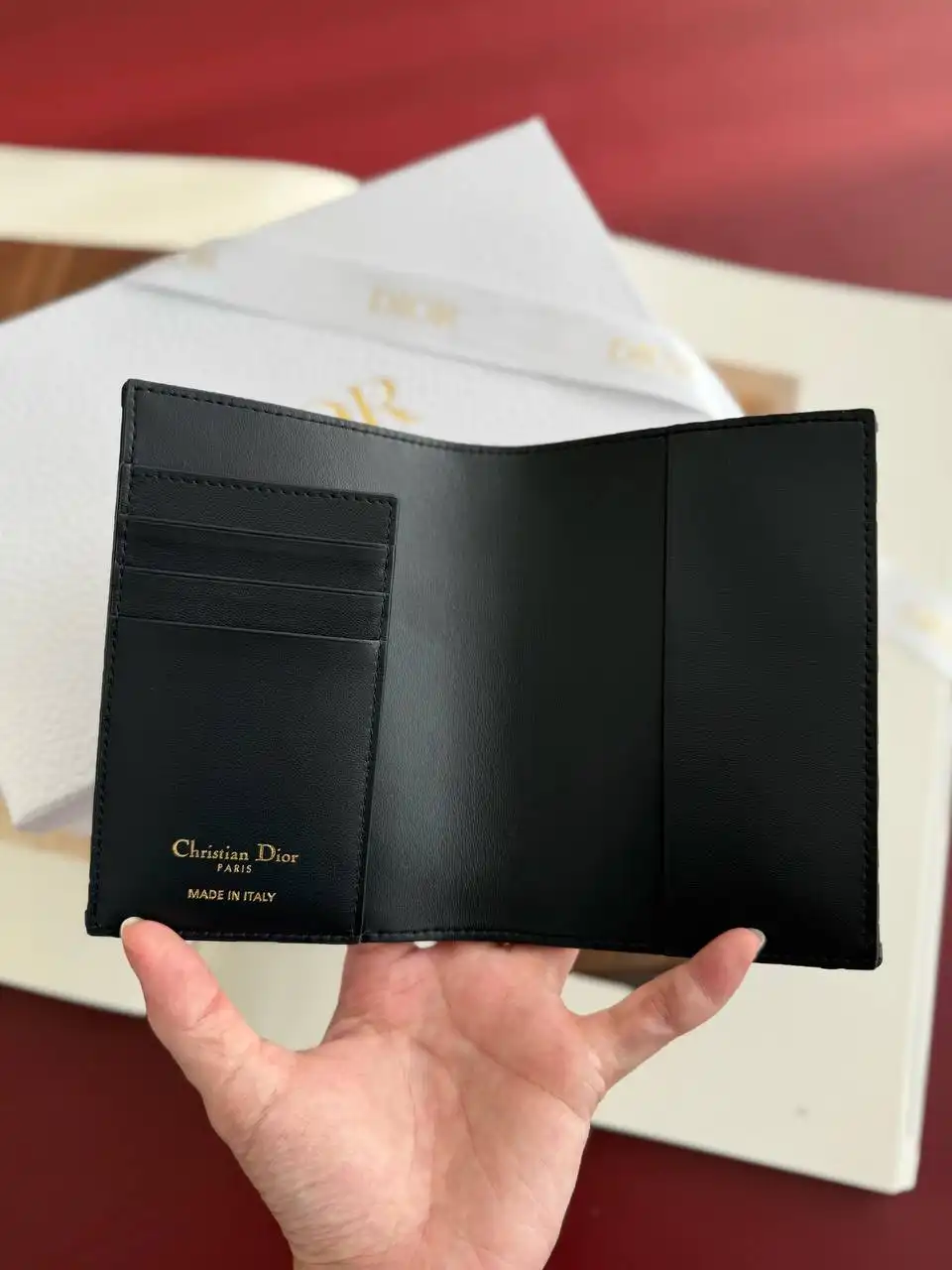DIOR Dior 30 Montaigne Passport Holder Blue Dior Oblique Jacquard