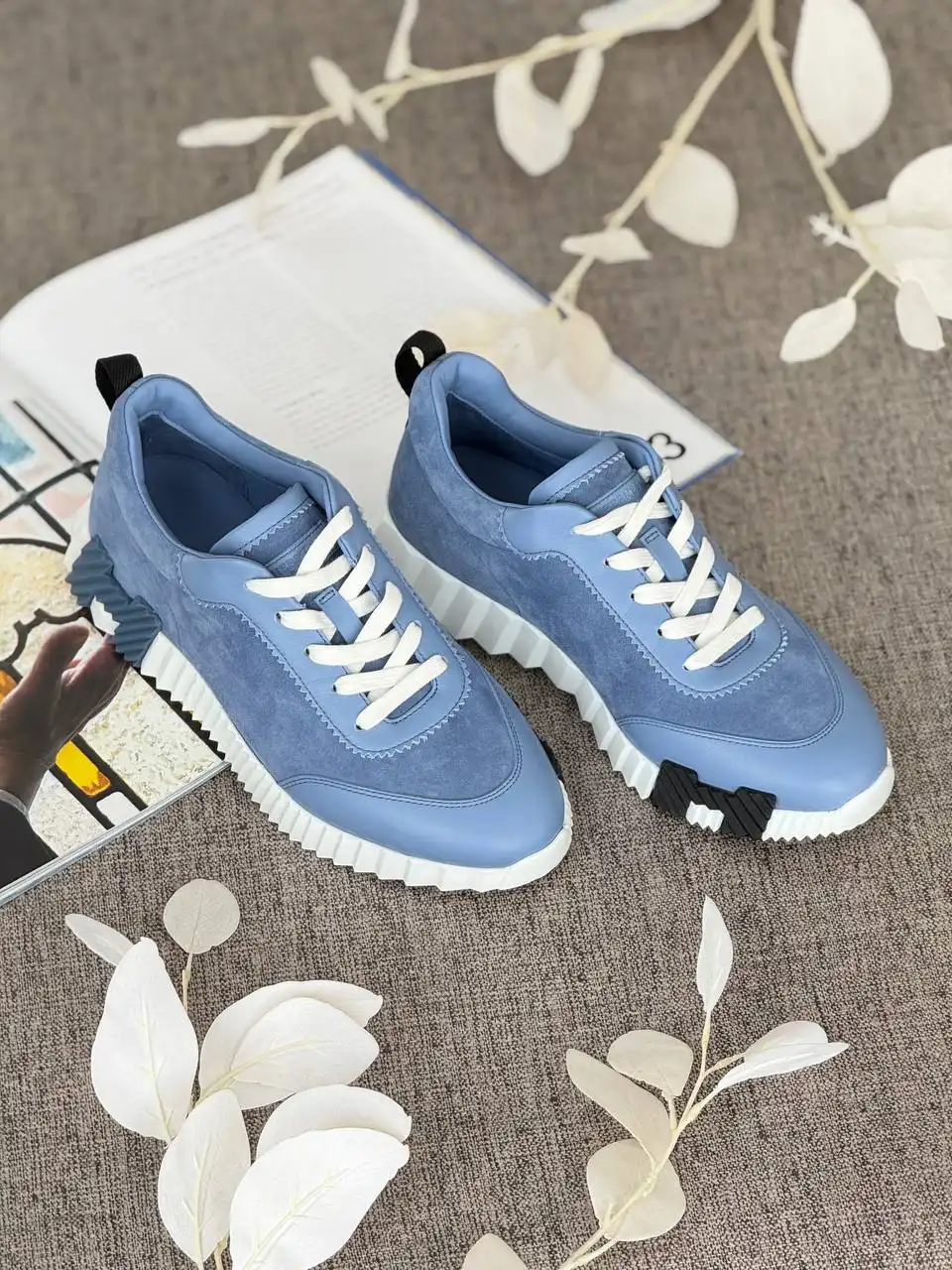 Hermes Hermes Bouncing Sneakers Leather Blue Jeans / Bleu Jeans Logo Blue