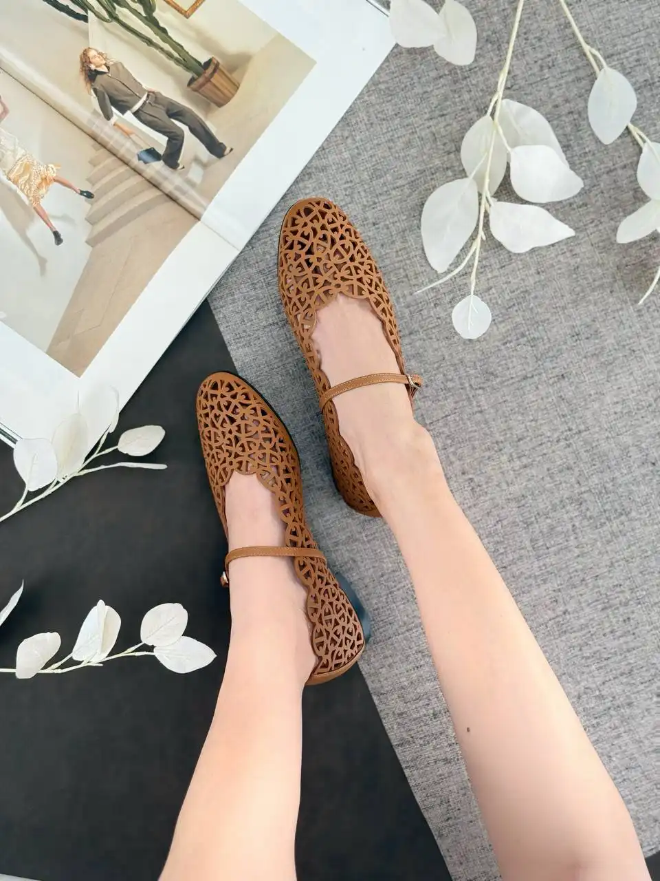 Hermes Hermes Meli Ballet Flat Leather Naturel