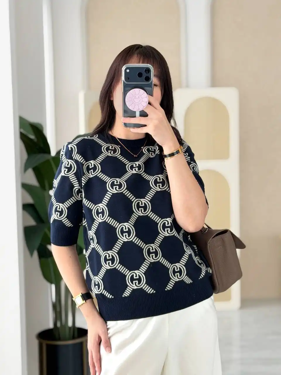 Gucci Logo - Jacquard Stretch Wool - Blend Sweater Navy - photo 3