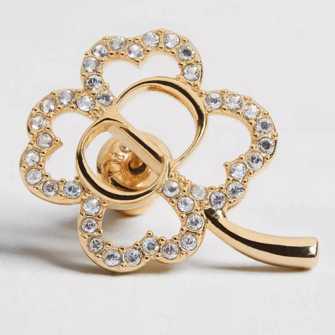DIOR CD Shiny Clover Earrings Gold-Finish Metal and Crystals - photo 4