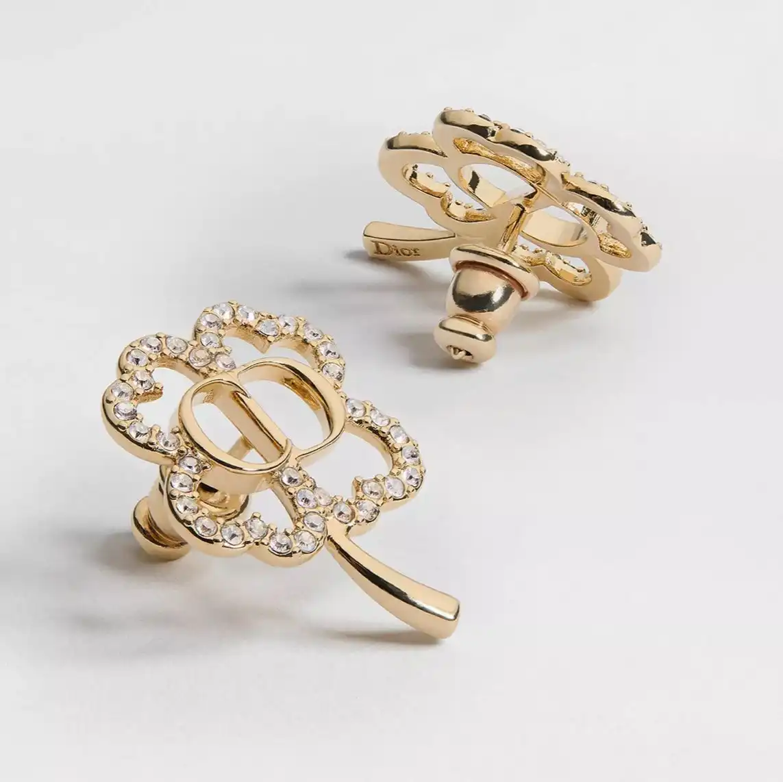 DIOR CD Shiny Clover Earrings Gold-Finish Metal and Crystals - photo 5