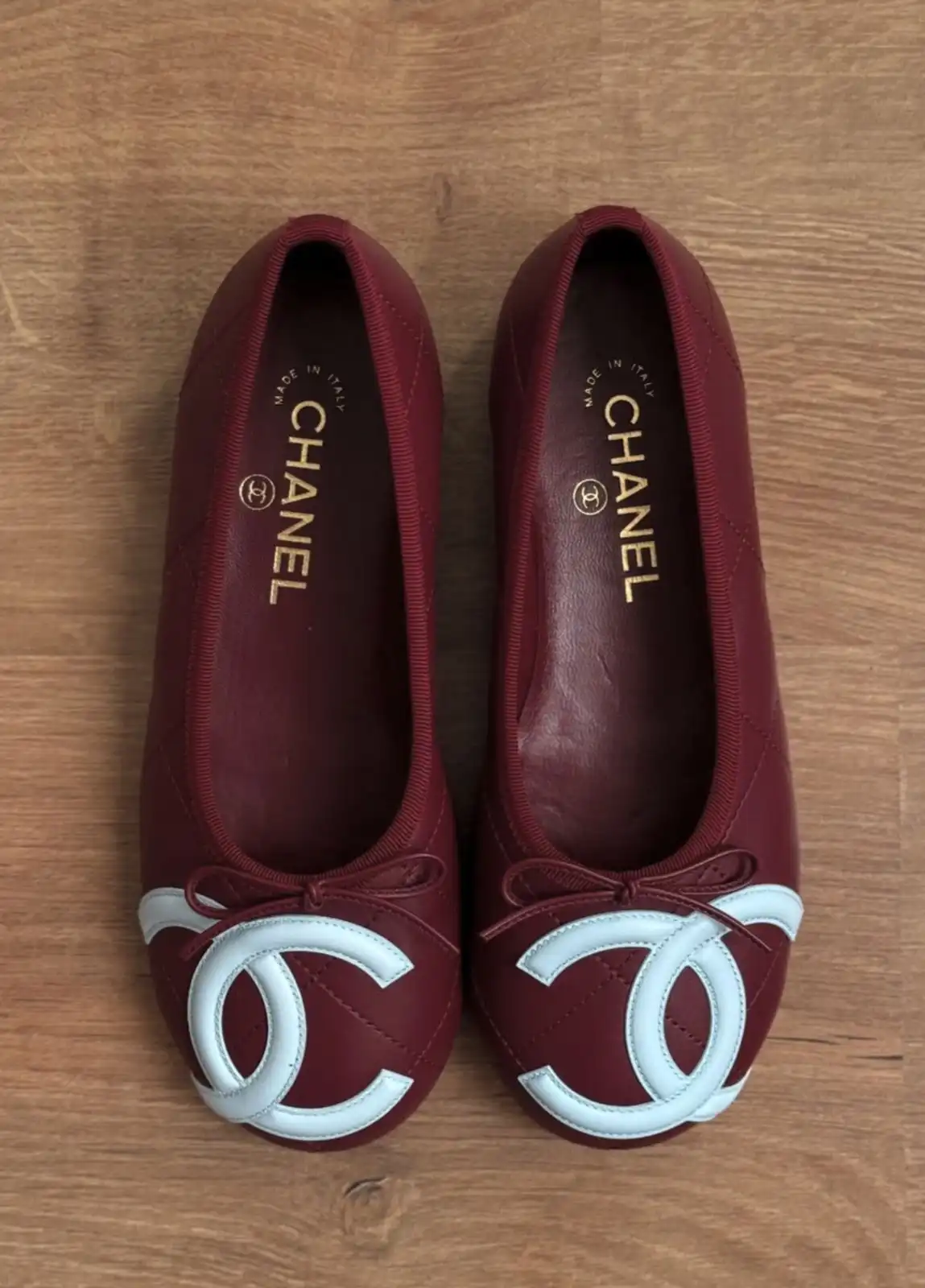 CHANEL Chanel Cambon Flats Ballerine Burgundy