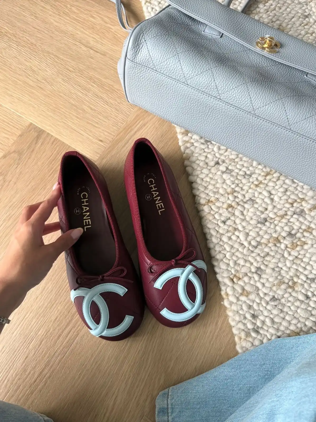 CHANEL Chanel Cambon Flats Ballerine Burgundy