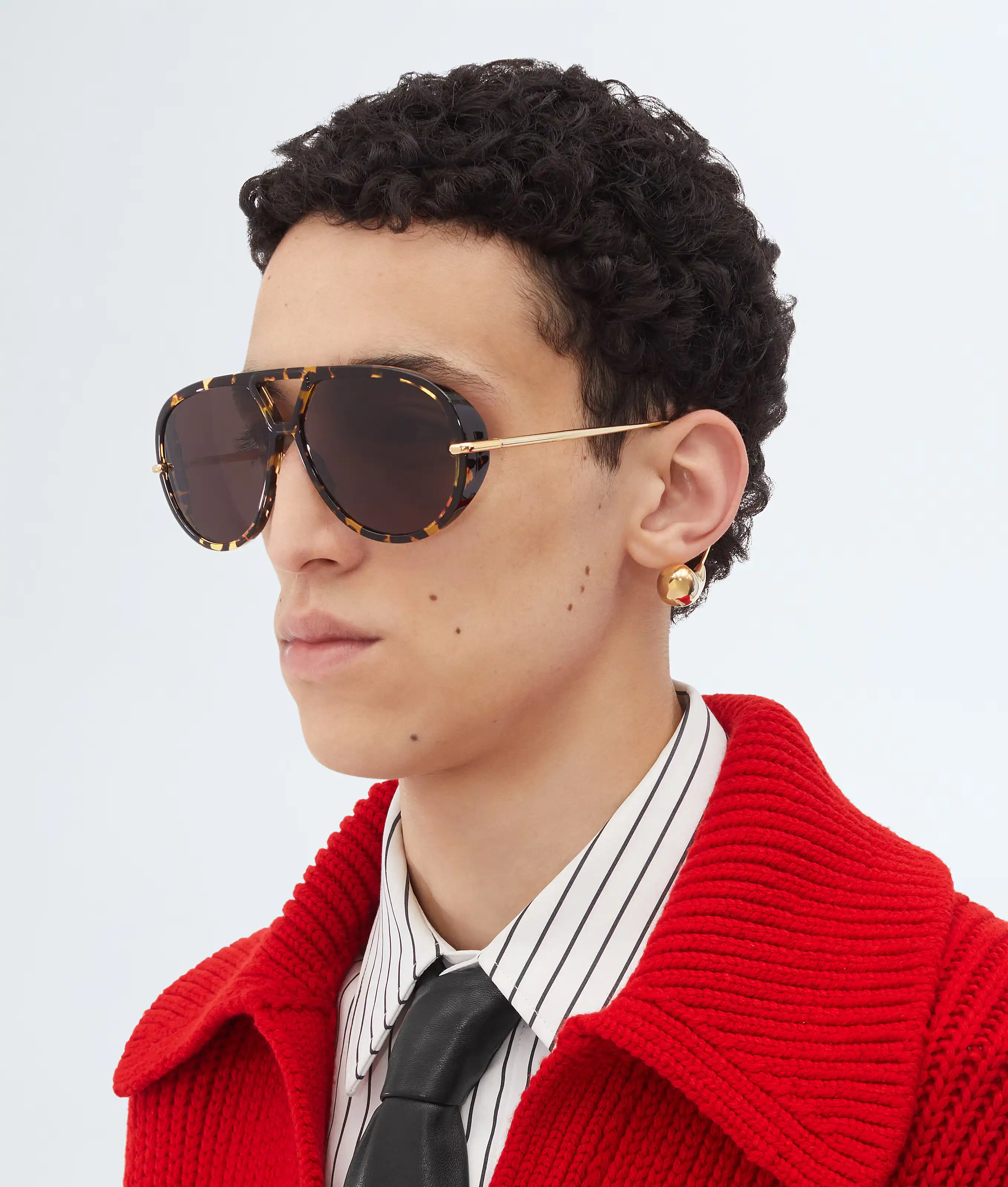 Bottega Veneta Bottega Veneta Drop Aviator Sunglasses Havana / Grey