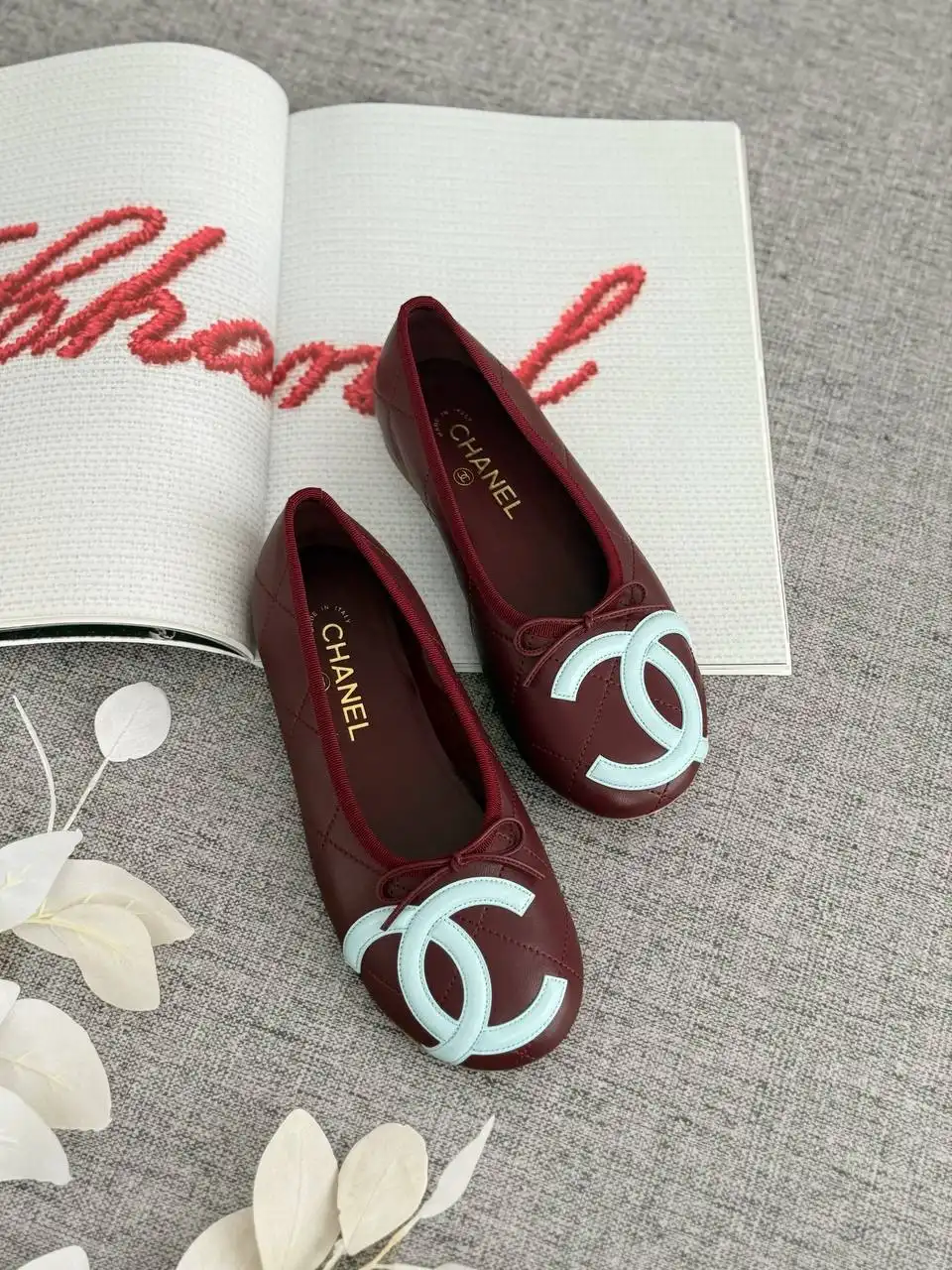 CHANEL Chanel Cambon Flats Ballerine Burgundy