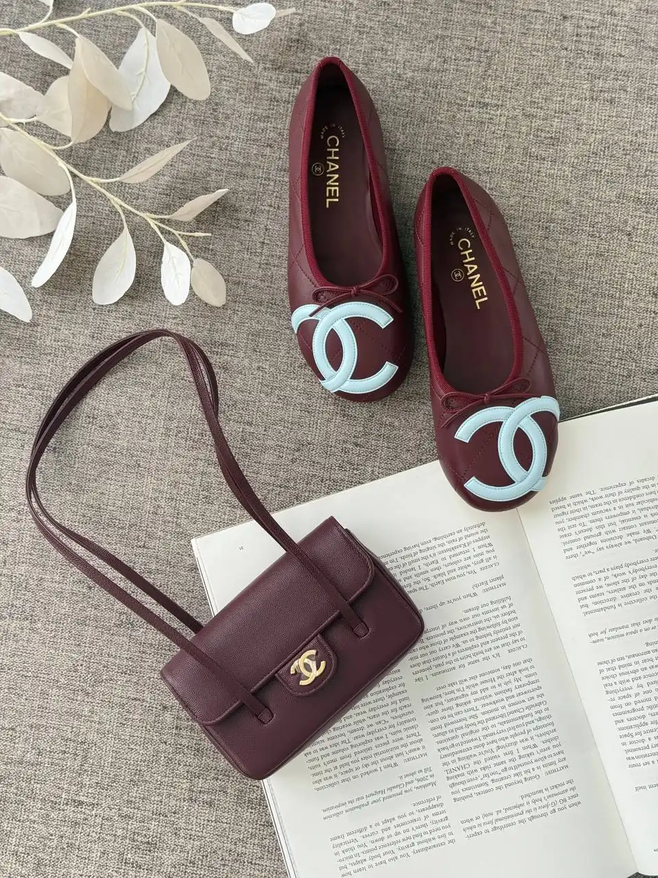CHANEL Chanel Cambon Flats Ballerine Burgundy
