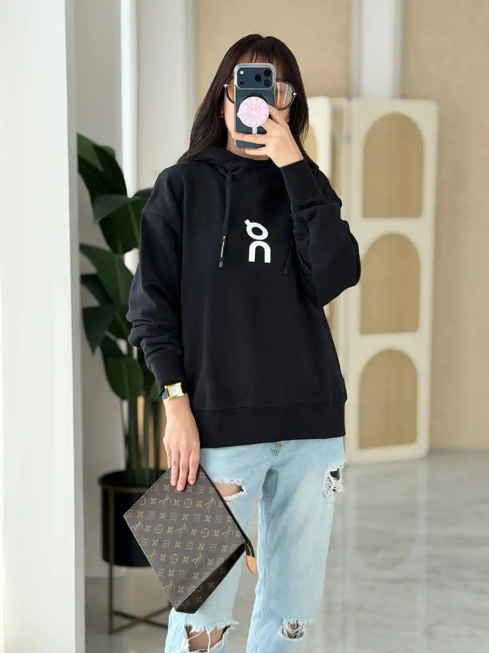 On Jacket Club Hoodie Black Logo White - photo 3