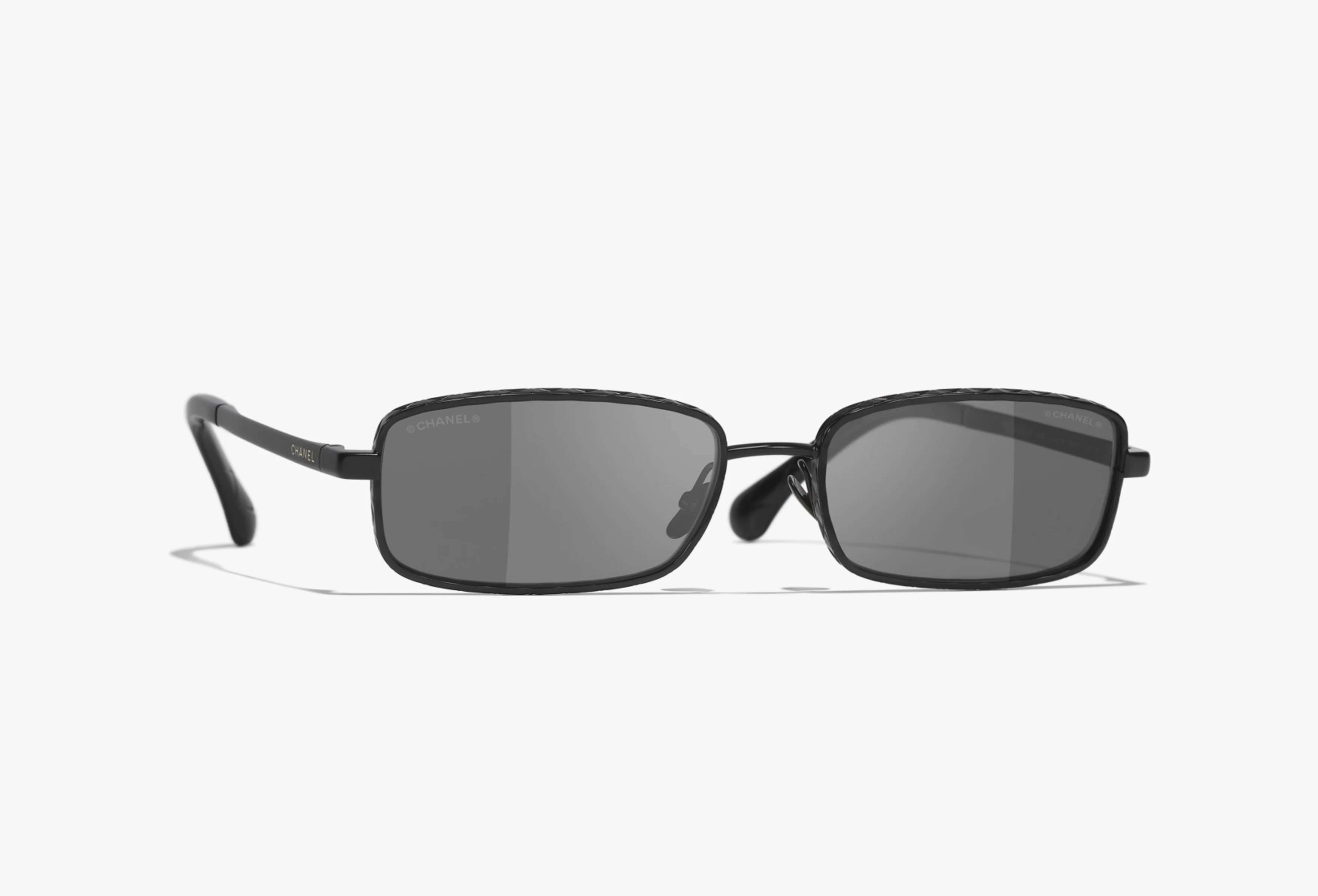 Chanel Rectangle Sunglasses Frame Metal Black With Lenses Black - photo 3