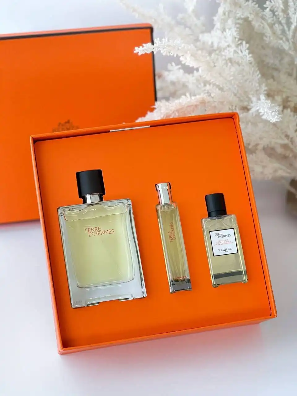 Hermes Hermes Terre dHermes Eau De Toilette Gift Set (100ml EDT / 15ml EDT / 40 ml hair and body shower gel)