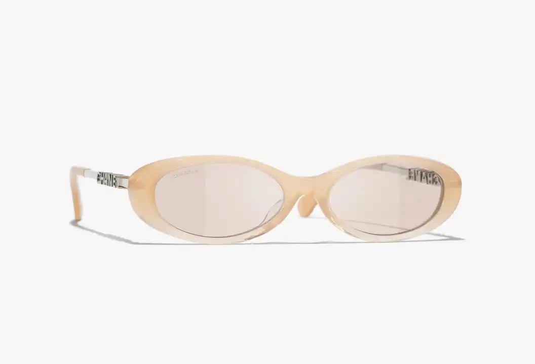 Chanel Oval Sunglasses Frame Acetate & Metal Beige Lenses Beige - photo 3