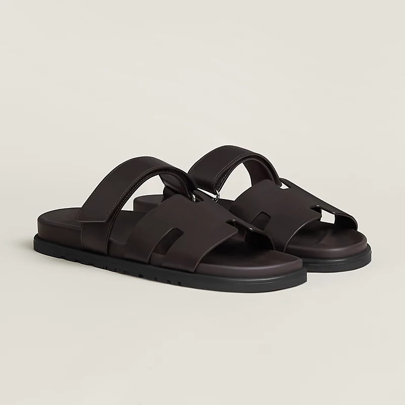 Hermes Hermes Chypre Sandals Maroon Ebene