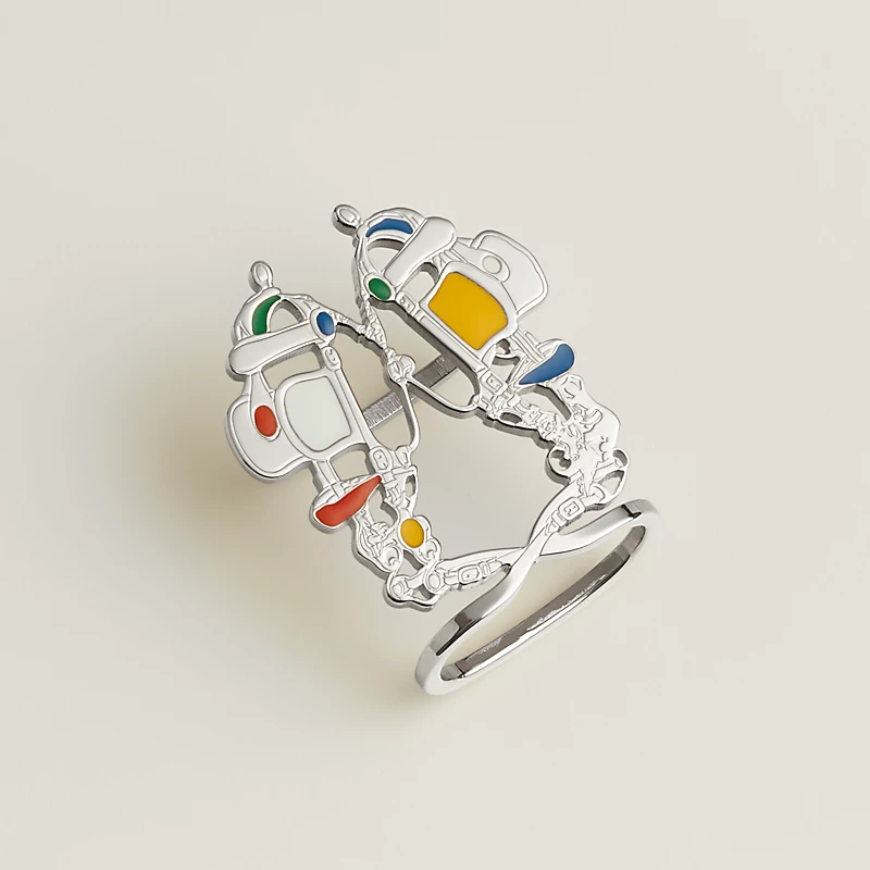 Hermes Hermes Brides de Gala Scarf Ring Palladie / Jaune / Blanc / Multicolore