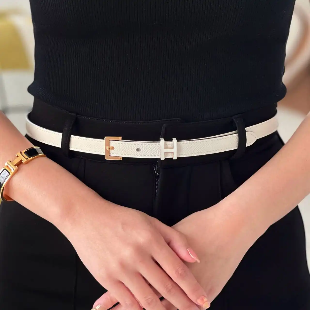 Hermes Hermes Pop H 15 Belt Gold / Craie RGHW