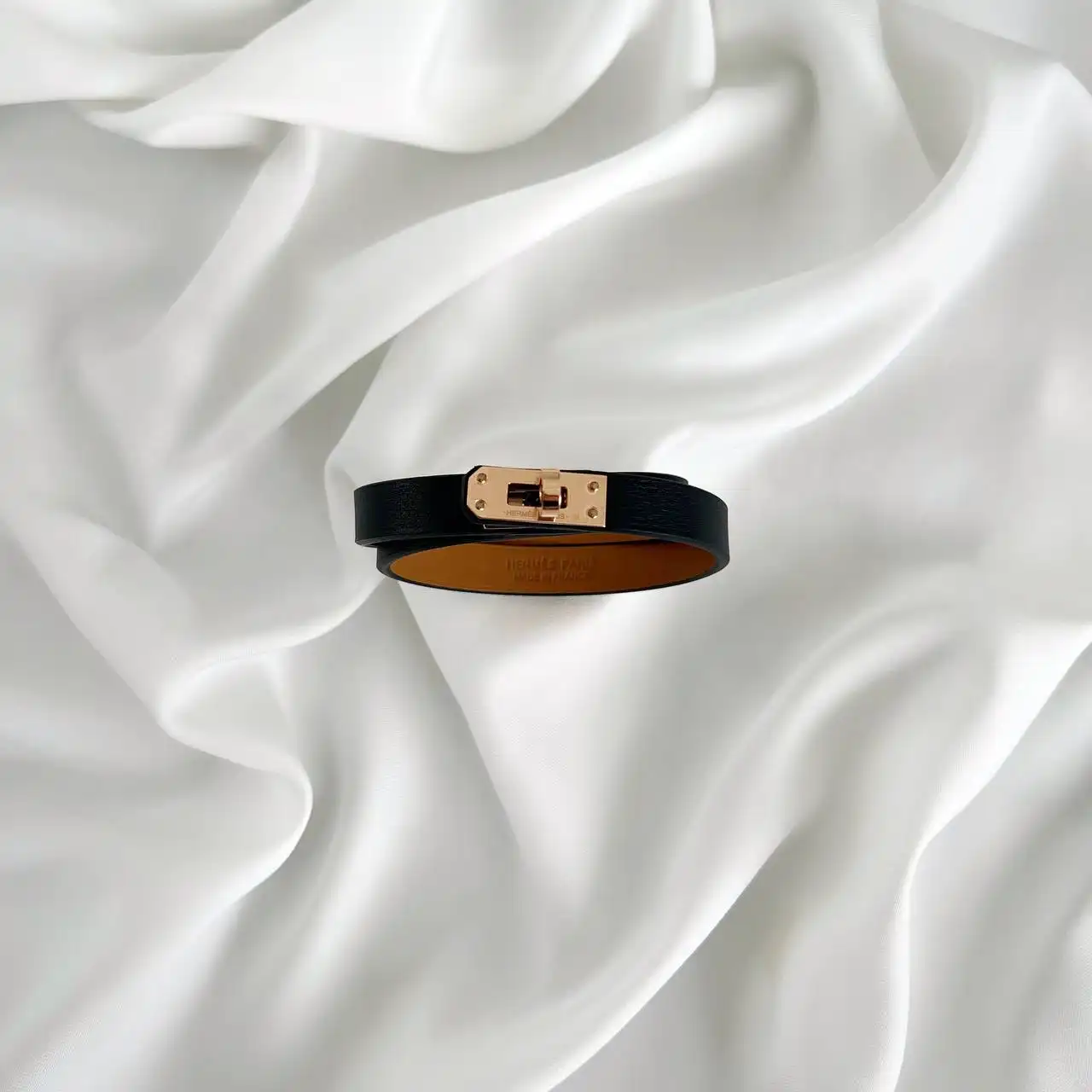 Hermes Hermes Mini KDT Kelly Double Tour Bracelet Black RGHW