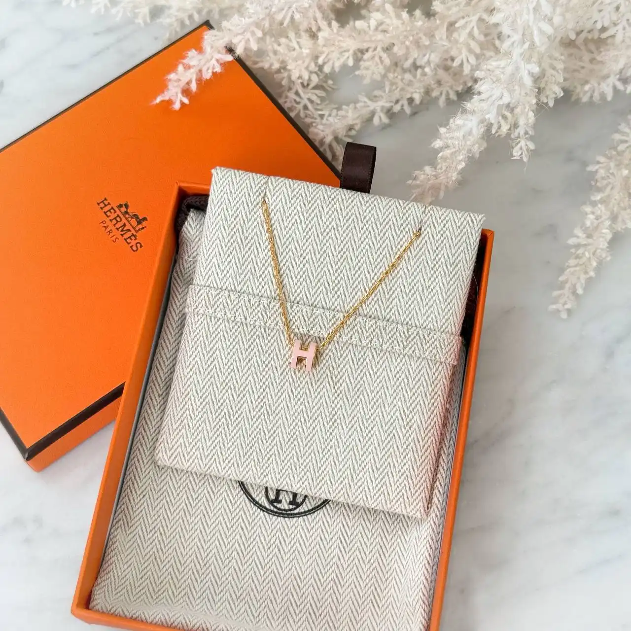 Hermes Hermes Mini Pop H pendant Rose Dragee RGHW