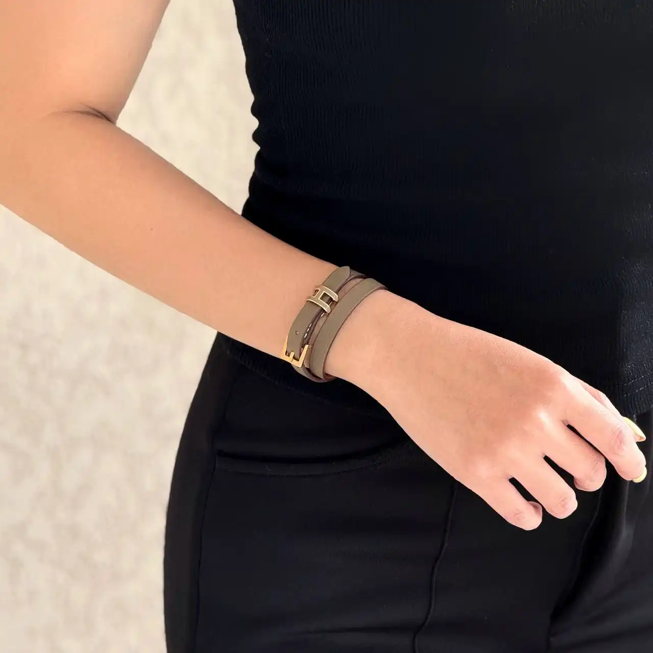 Hermes Pop H Double Tour Bracelet Etoupe RGHW - photo 3