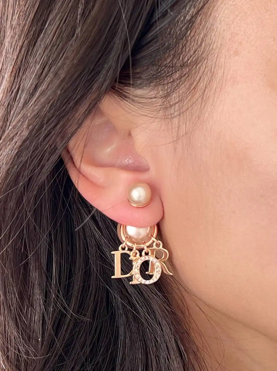 DIOR Dior Tribales Earrings Letter Pearl Pink