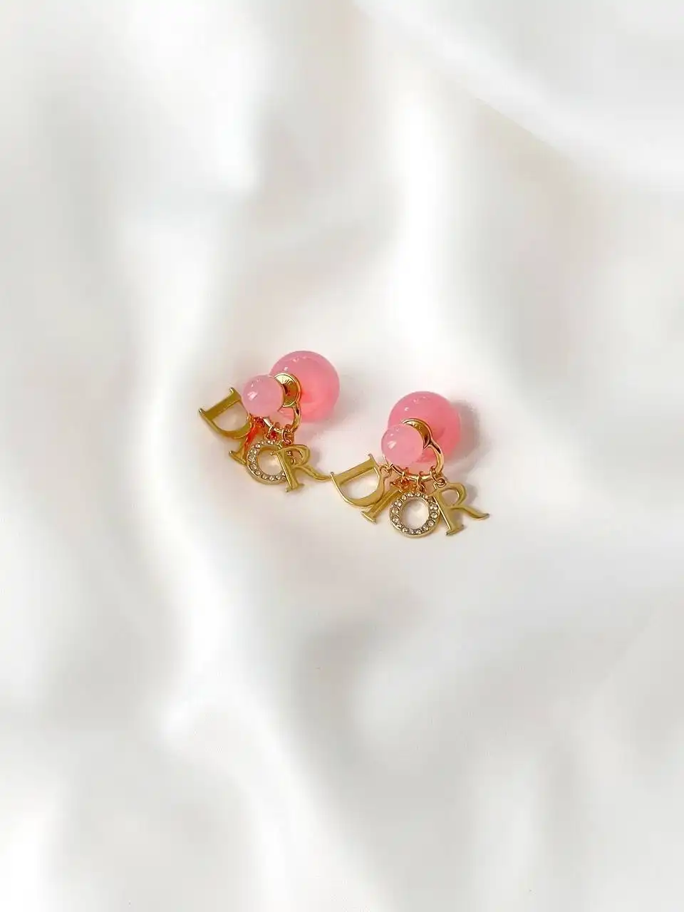 DIOR Dior Tribales Earrings with Pink Resin Pearls and White Crystals