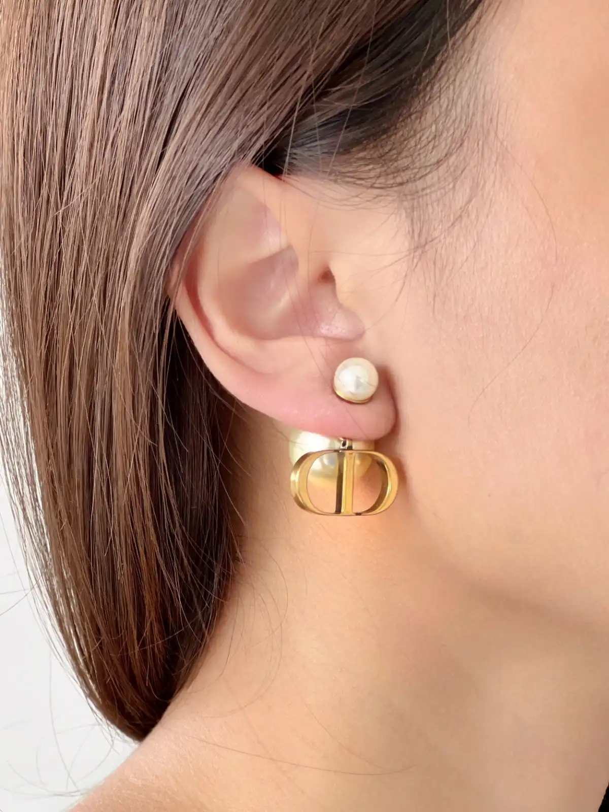 DIOR Dior Tribales Earrings Big Logo CD Rustic Gold