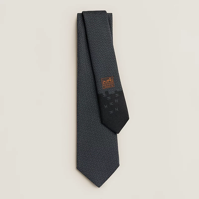 Hermes Hermes Geometrical H tie Noir / Ardois