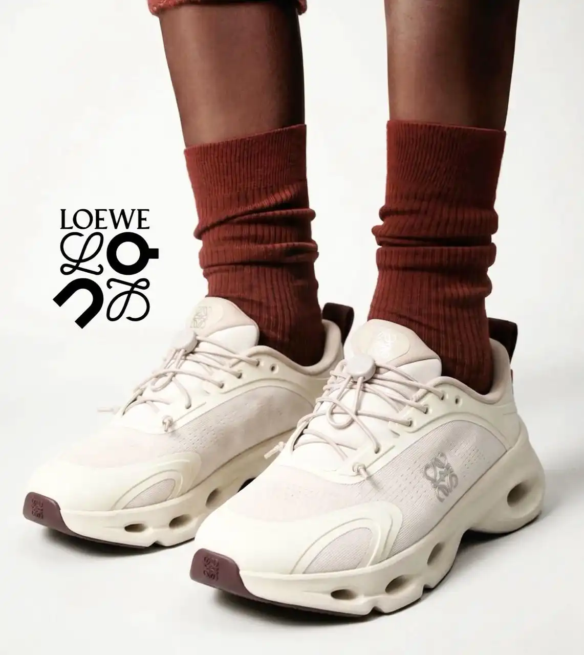Loewe X On Cloudsolo Sneaker Woman Sand / Burgundy - photo 7