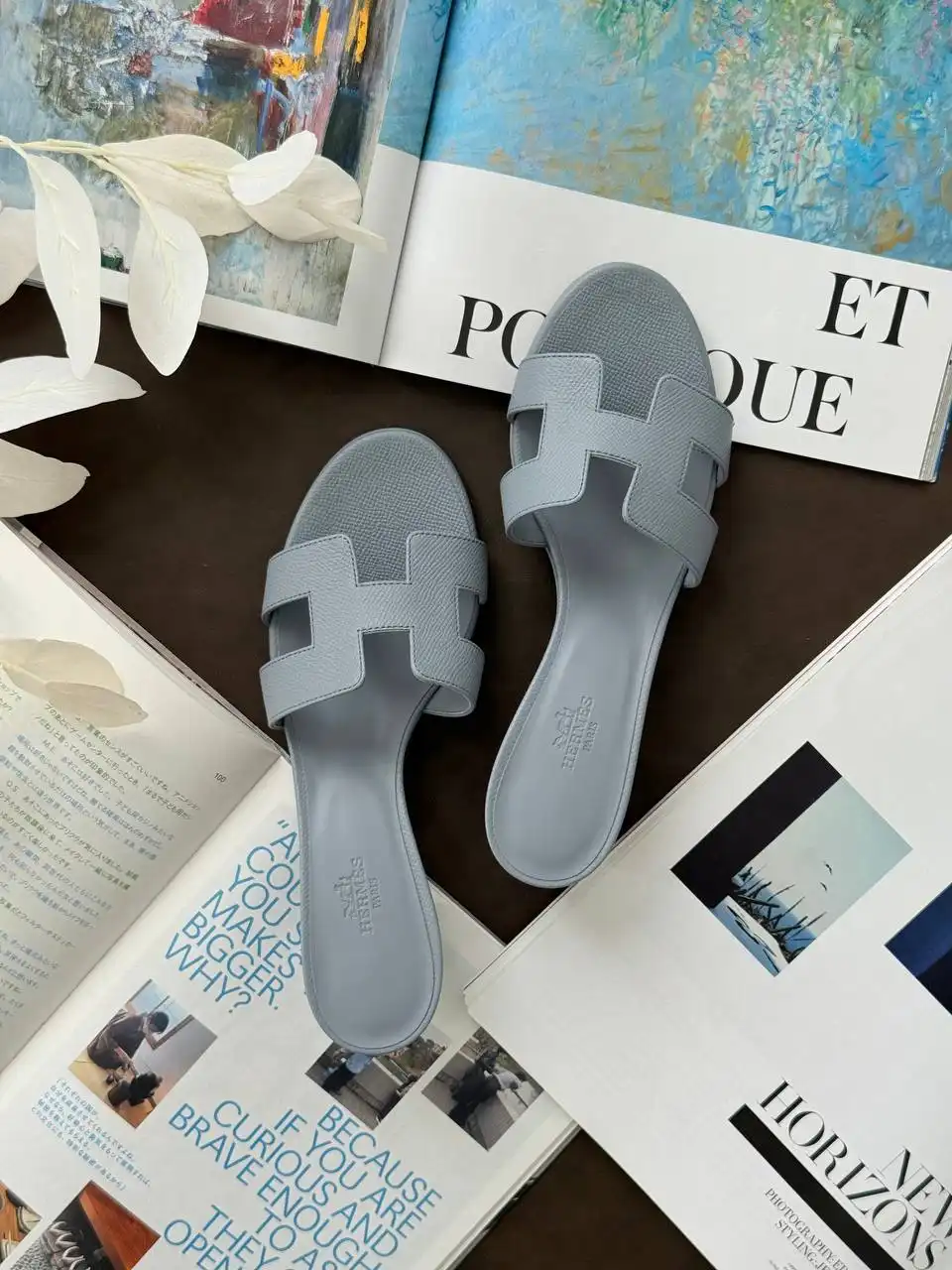 Hermes Hermes Oasis Sandal Epsom Bleu Galet