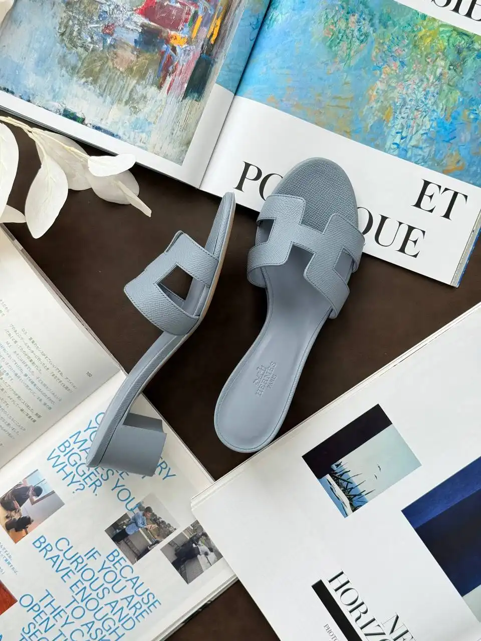 Hermes Hermes Oasis Sandal Epsom Bleu Galet