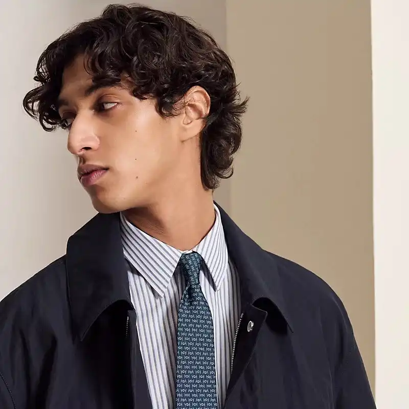 Hermes Maillons Rythmes Tie Marine / Ciel - photo 3
