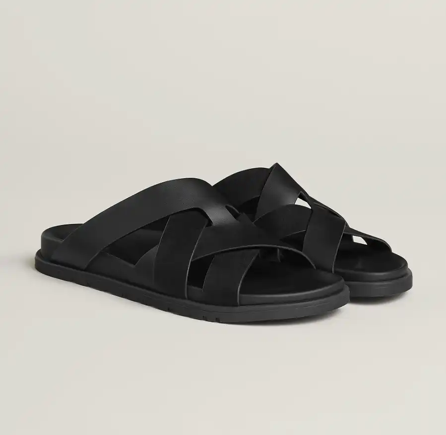 Hermes Kazimir Sandal Suede and Leather Noir Black - photo 3