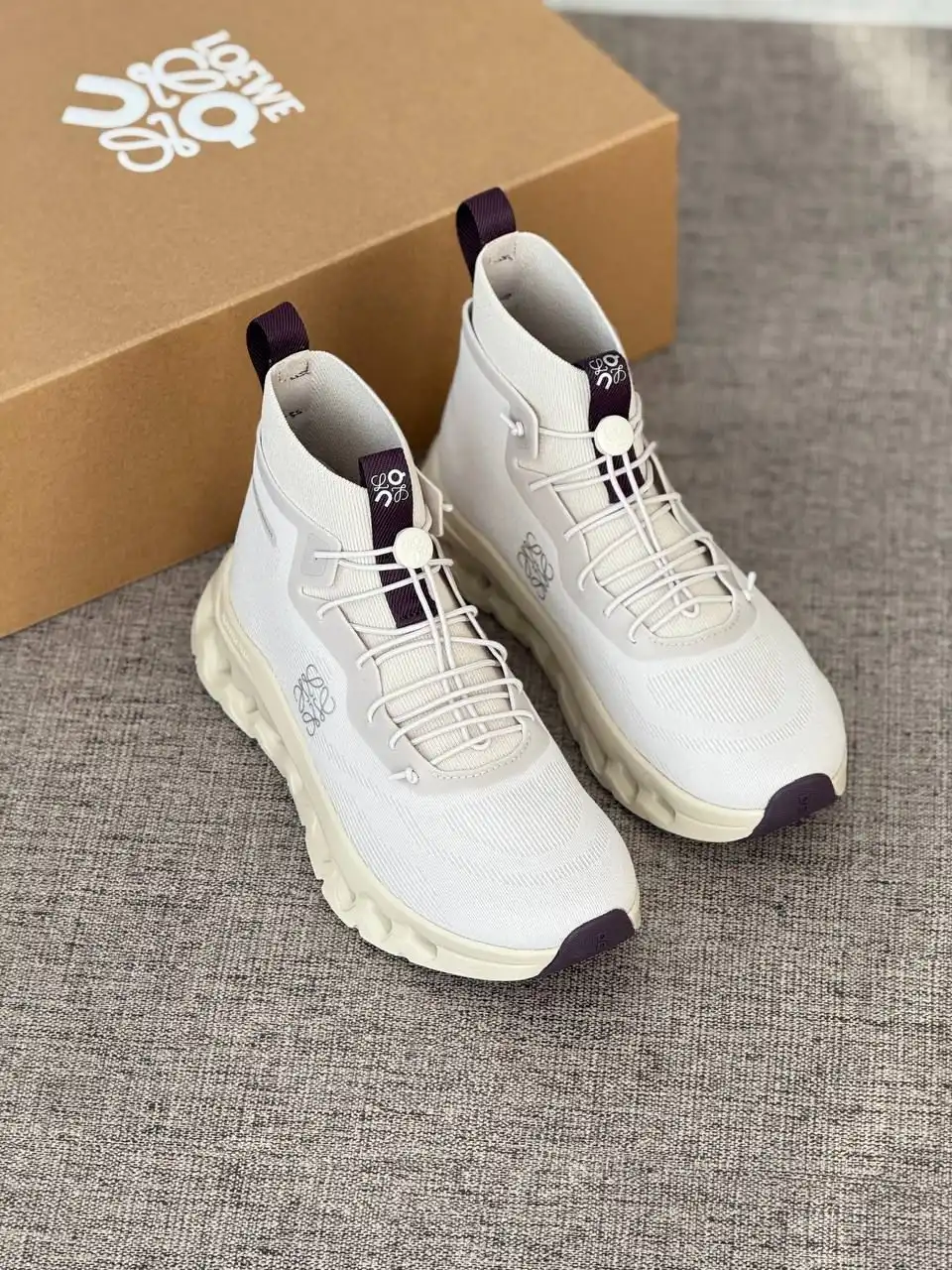 Loewe X On Cloudtilt Hi Sneaker Woman Sand / Oatmeal / Plum - photo 2