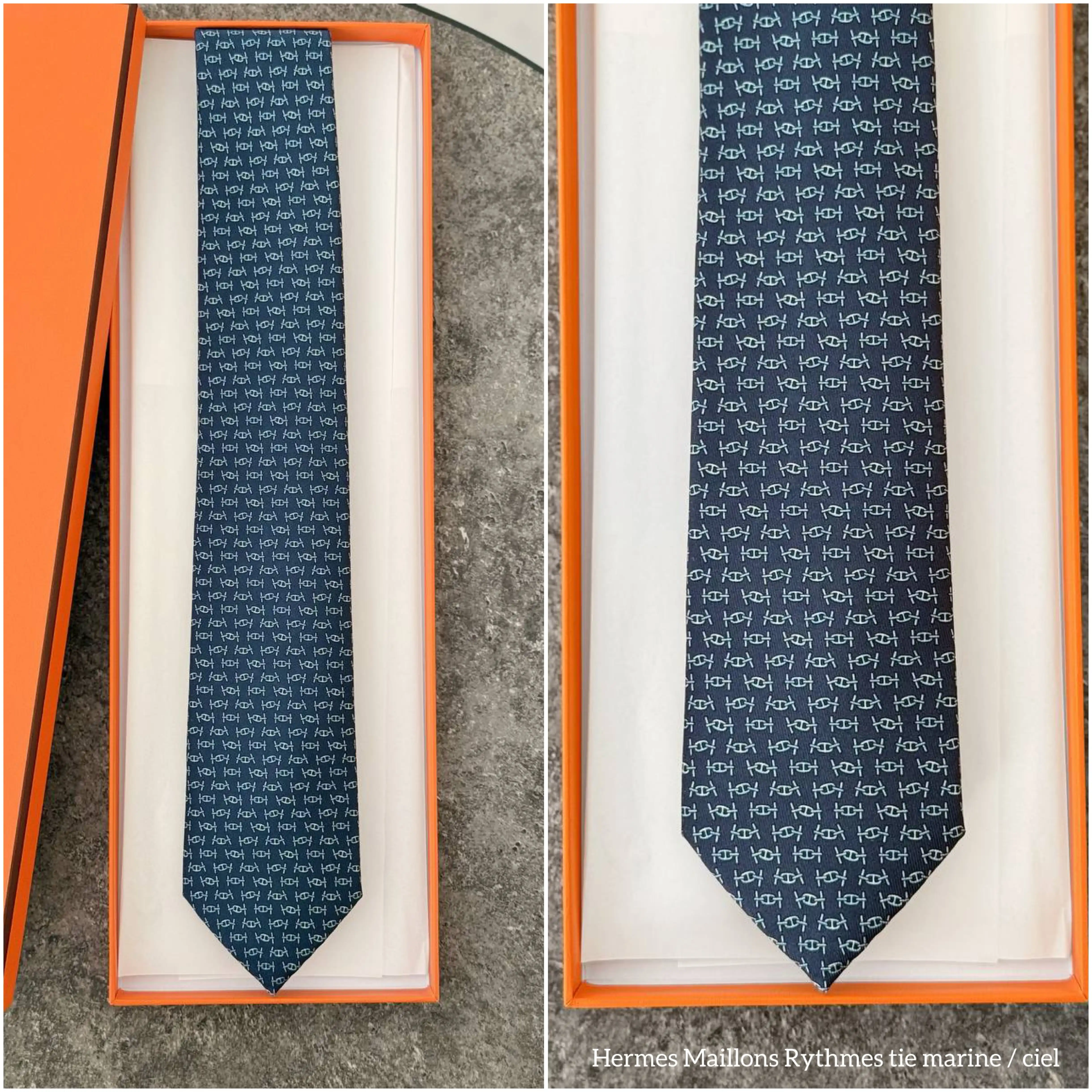 Hermes Hermes Maillons Rythmes Tie Marine / Ciel