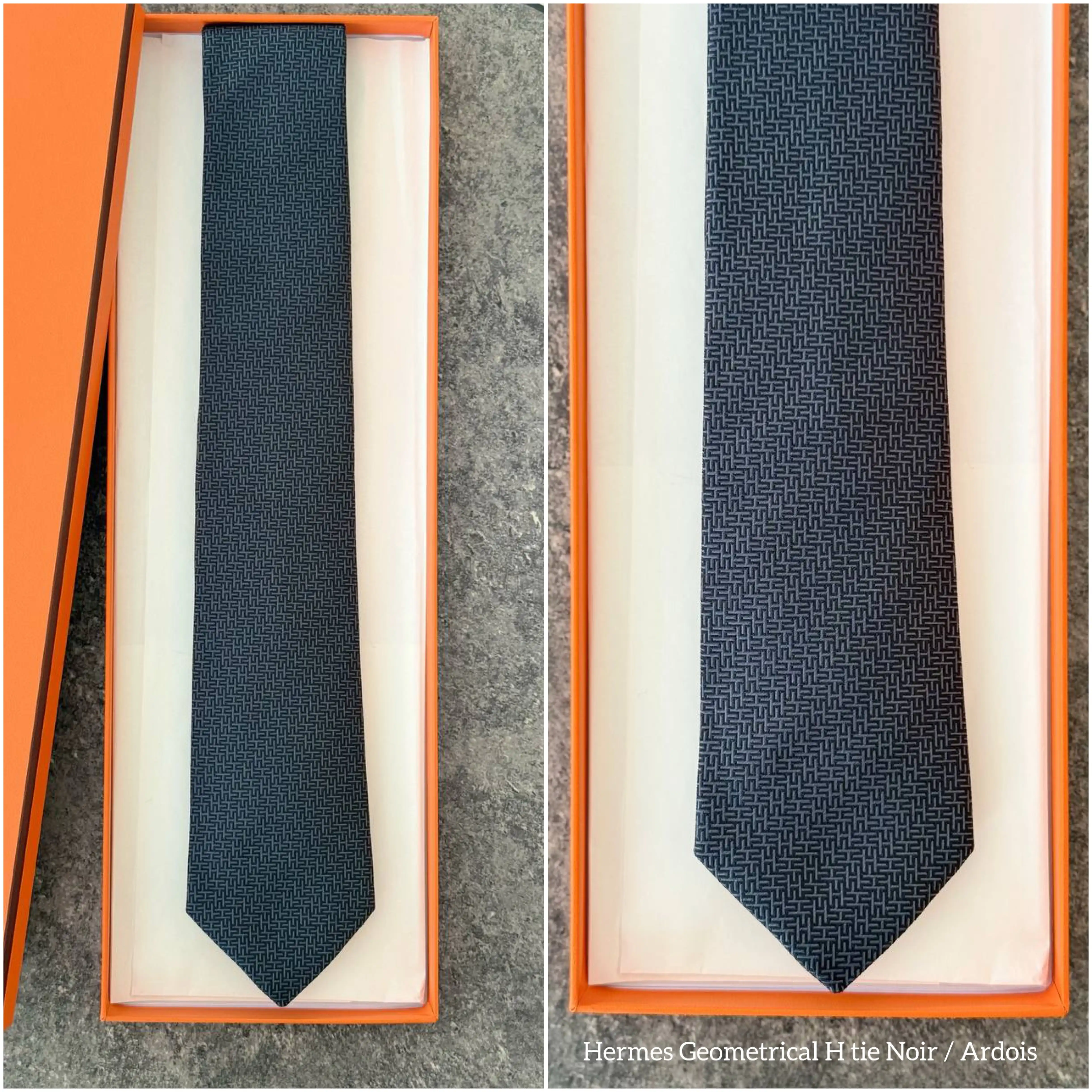 Hermes Hermes Geometrical H tie Noir / Ardois