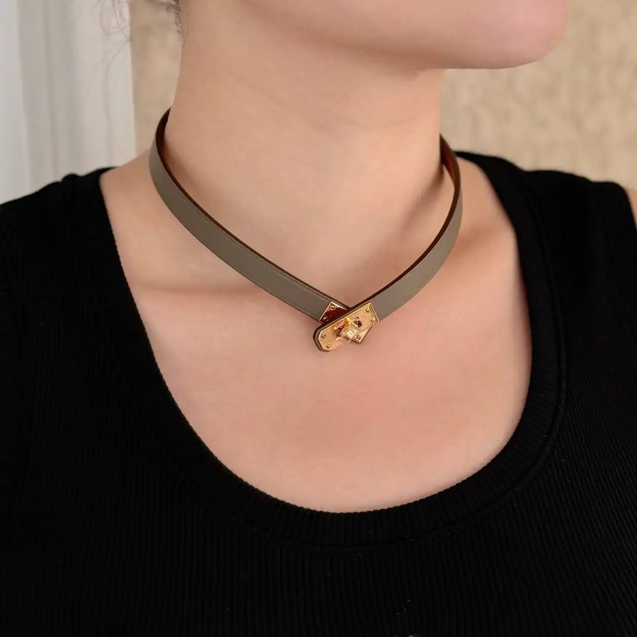 Hermes Mini Kelly Choker Etoupe GHW - photo 3