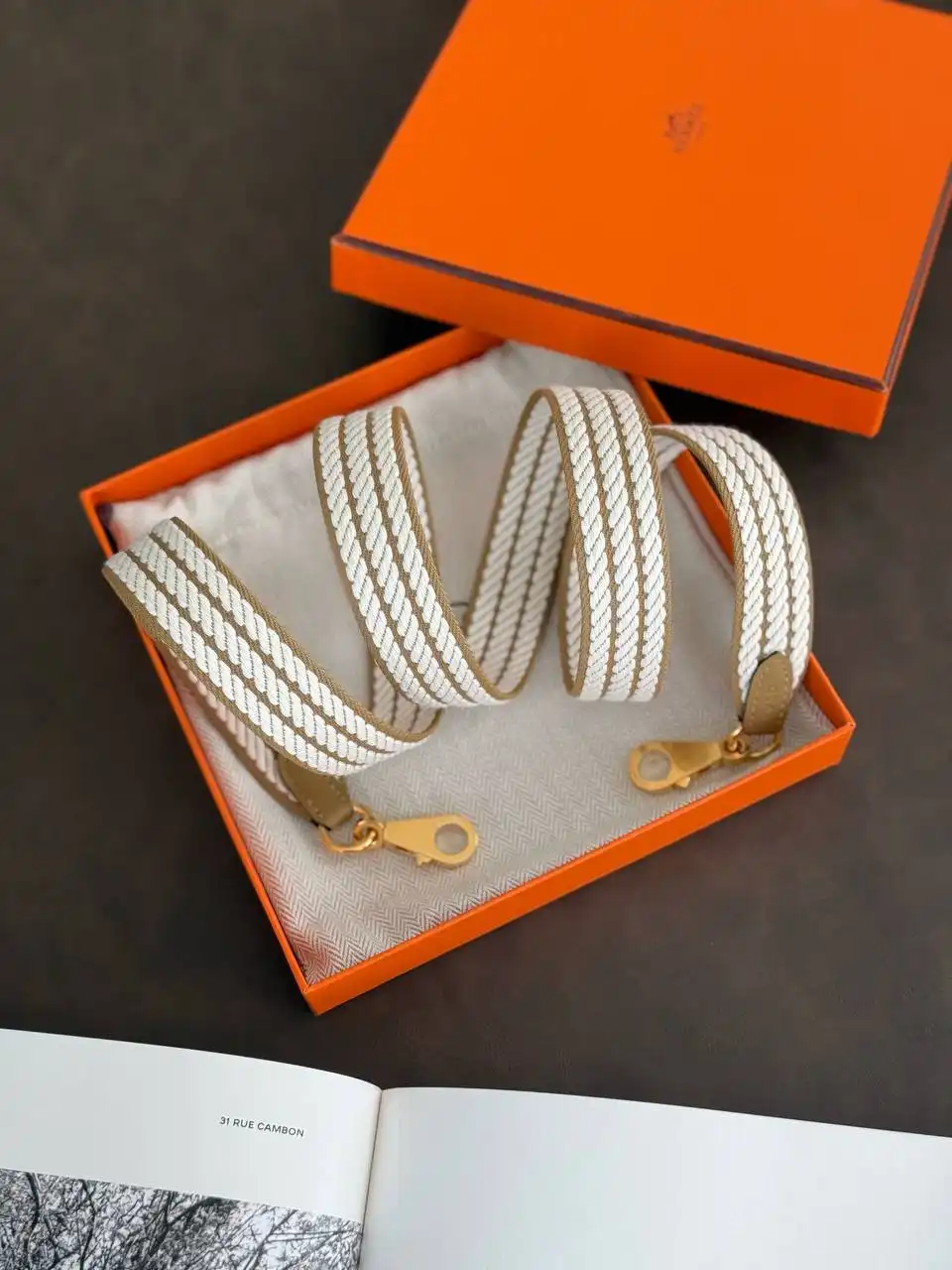 Hermes Hermes Sangle Cordage 25 mm bag strap Dune / Nata / Dune