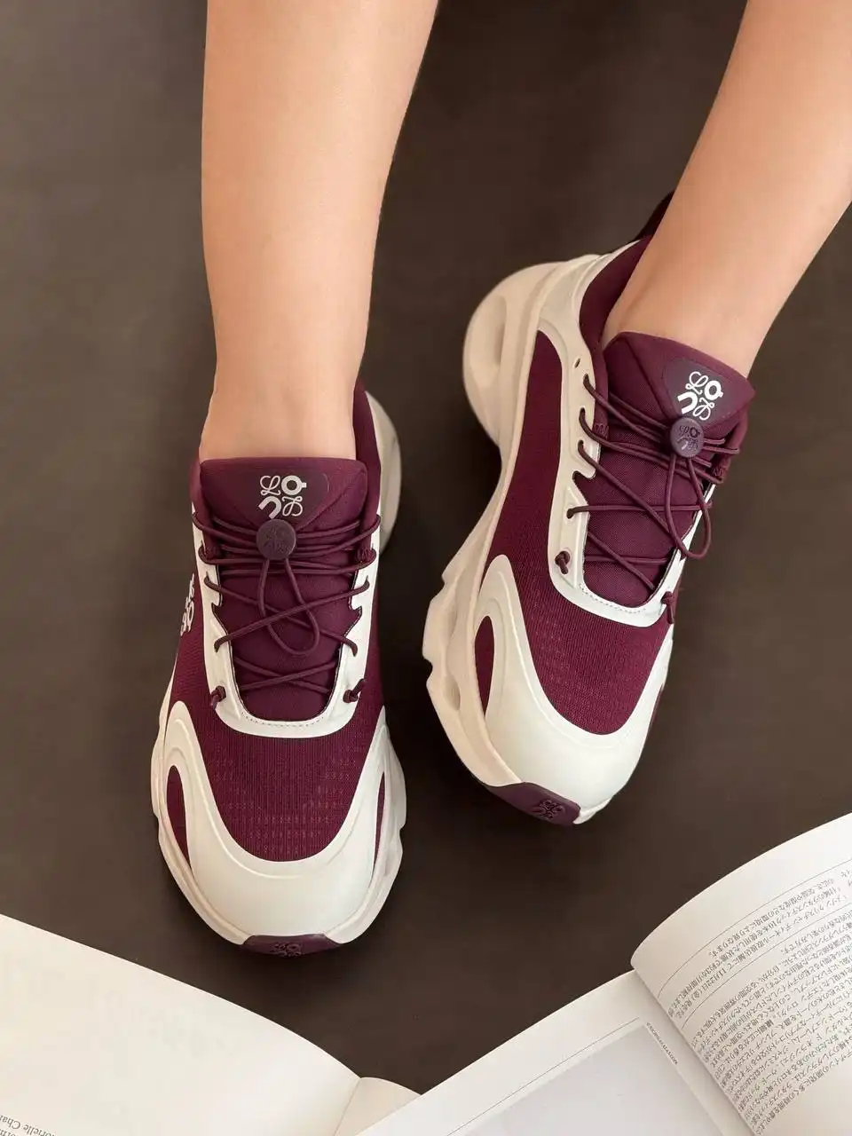 Loewe X On Cloudsolo Sneaker Woman Burgudy / Eggshell - photo 4