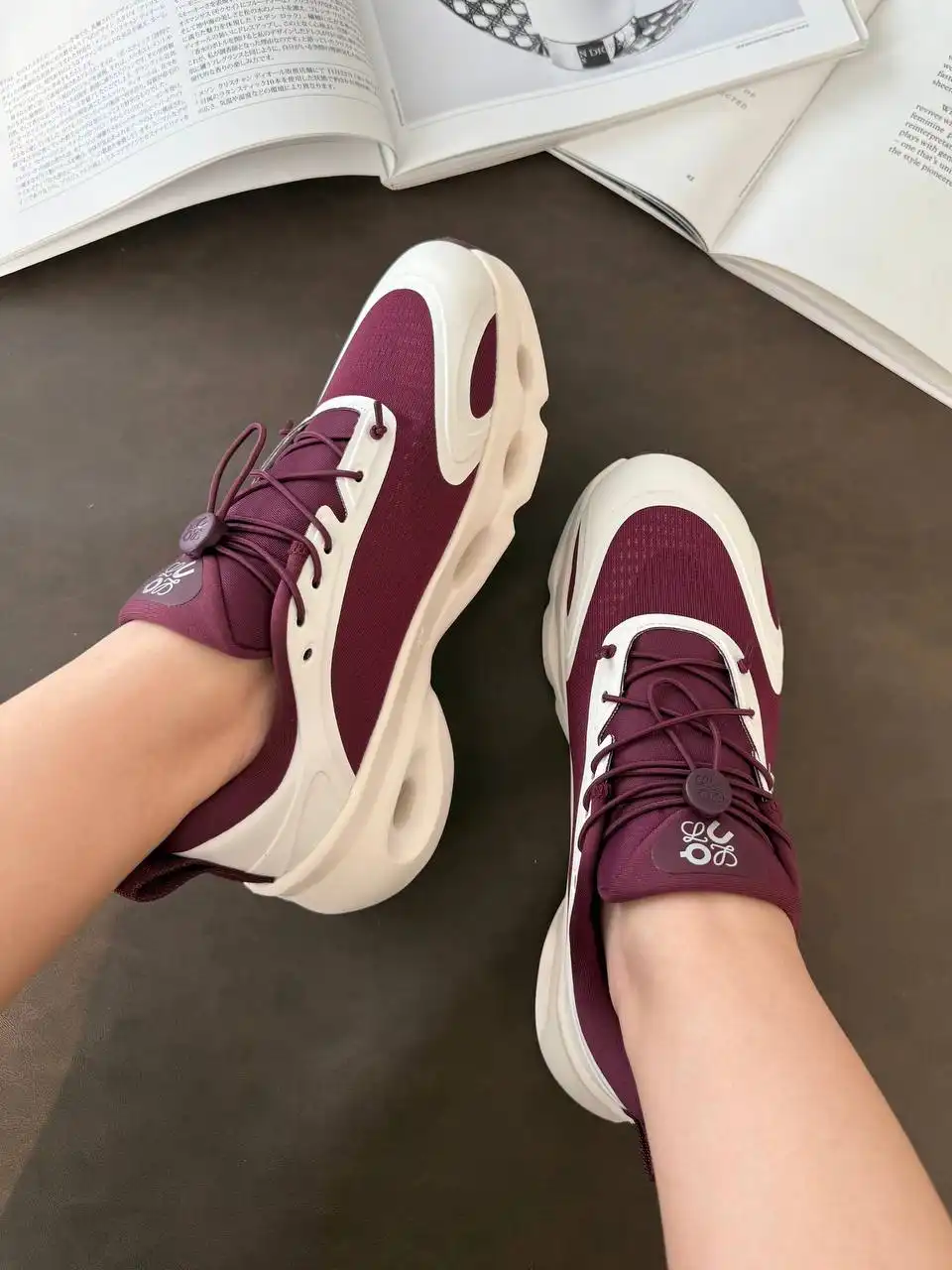 Loewe X On Cloudsolo Sneaker Woman Burgudy / Eggshell - photo 5