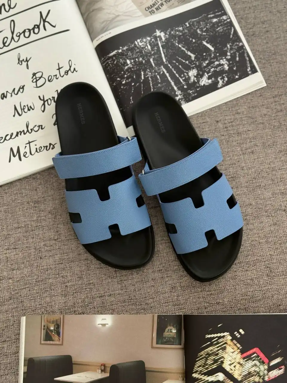 Hermes Chypre Sandal Epsom Bleu Jean / Blue Jean - photo 1
