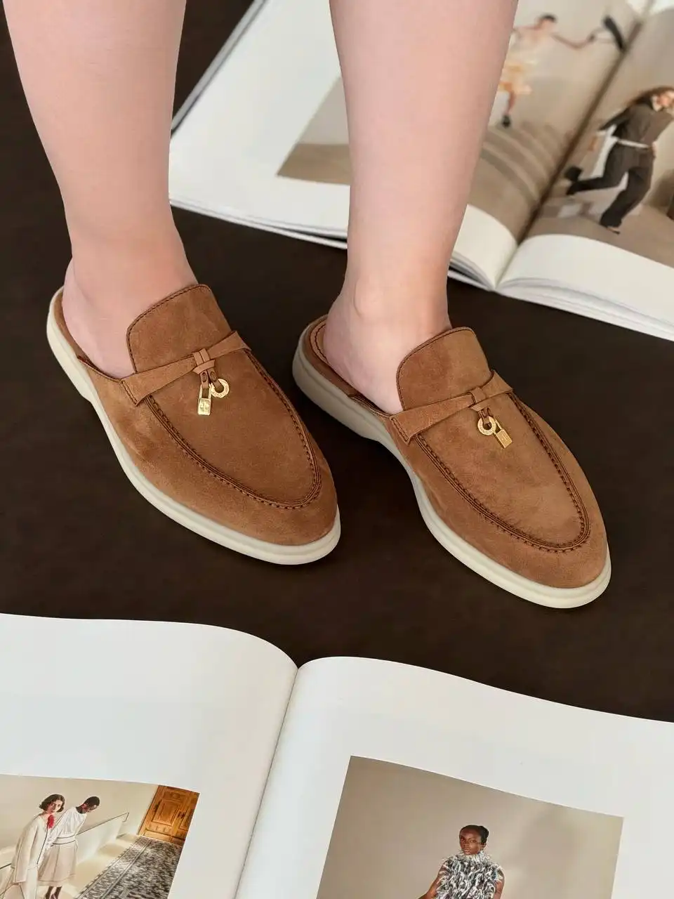 Loro Piana Loro Piana Babouche Walk Mules Colour Vicuna GHW