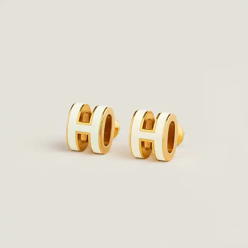 Hermes Hermes Mini Pop H Earrings Craie White GHW