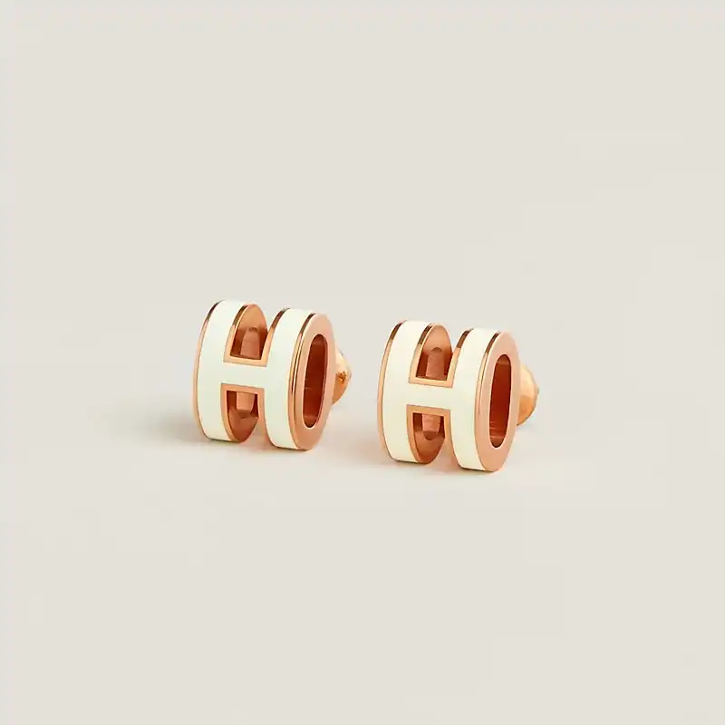 Hermes Hermes Mini Pop H Earrings White RGHW