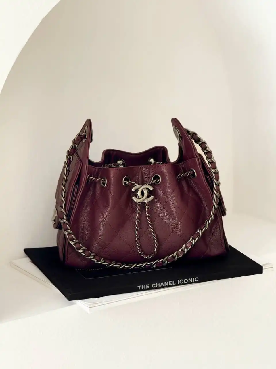 CHANEL Preloved Chanel 25 / C25 Mini Burgundy Caviar RHW