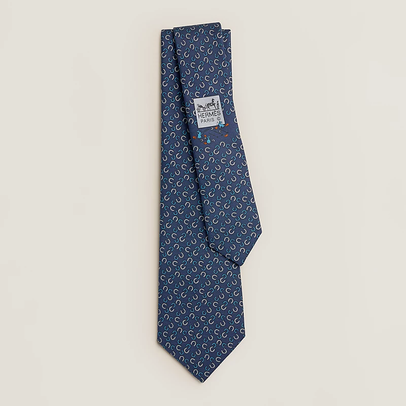 Hermes Hermes Fers Lucky Tie Bleu Marine / Gris / Bleu Moyen