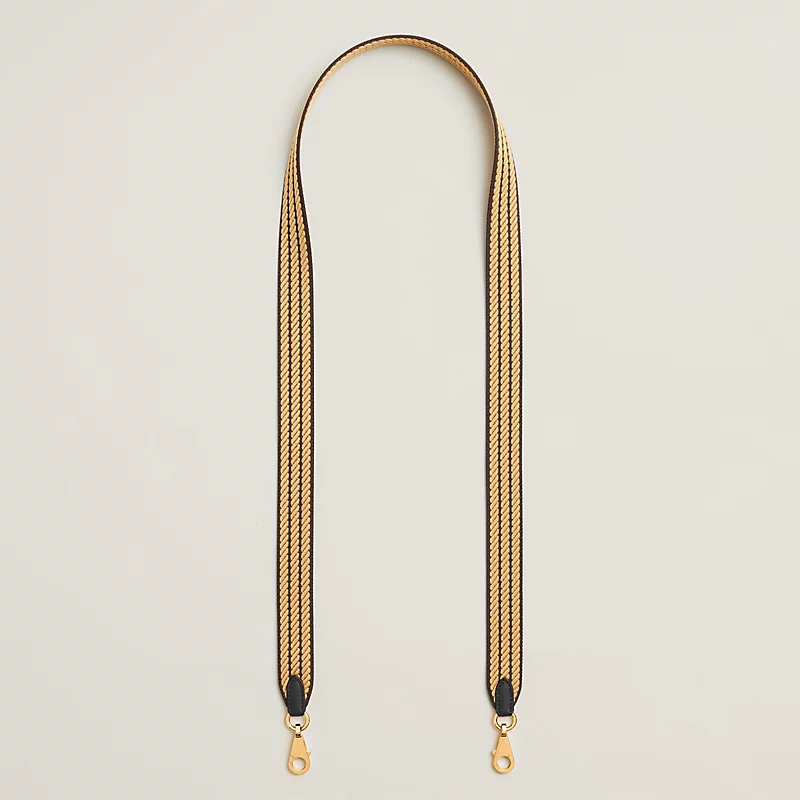Hermes Sangle Cordage 25 mm Bag Strap Ebene / Paille / Noir - photo 3