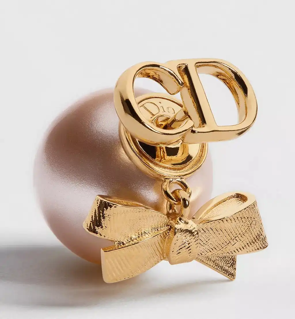 Dior Tribales Earrings Gold-Finish Metal and Iridescent Pink Resin Pearls - photo 5