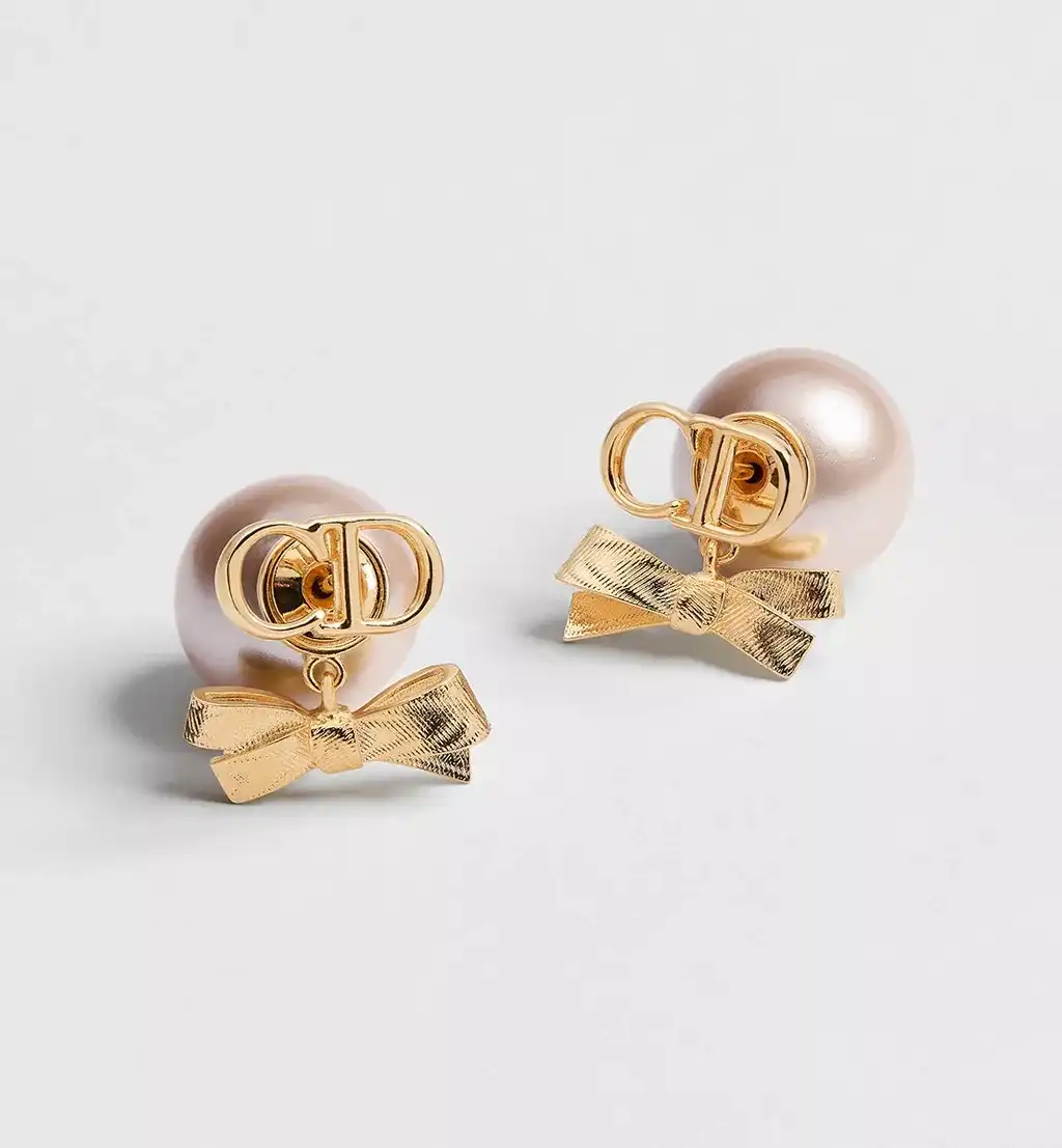 Dior Tribales Earrings Gold-Finish Metal and Iridescent Pink Resin Pearls - photo 3